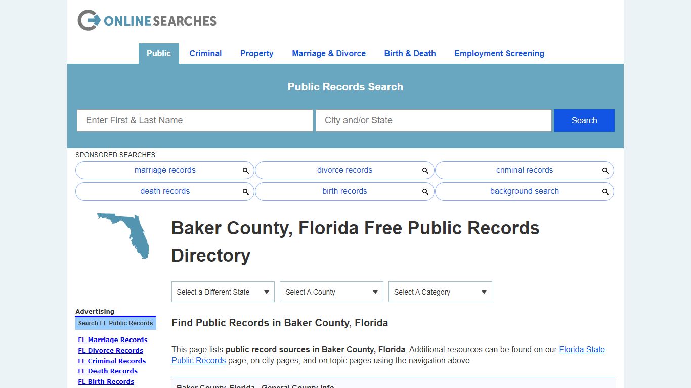 Baker County, Florida Public Records Directory